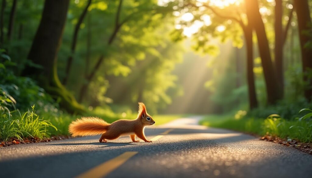 découvrez la signification profonde et les symboles clés liés à la scène d'un écureuil traversant la route, et ce que cela peut révéler dans votre vie.